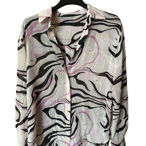 DYNAMITE Sheer Patterned Blouse